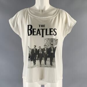 DARCEIL Size XL White Black Cotton Polyester Sleeveless T-Shirt